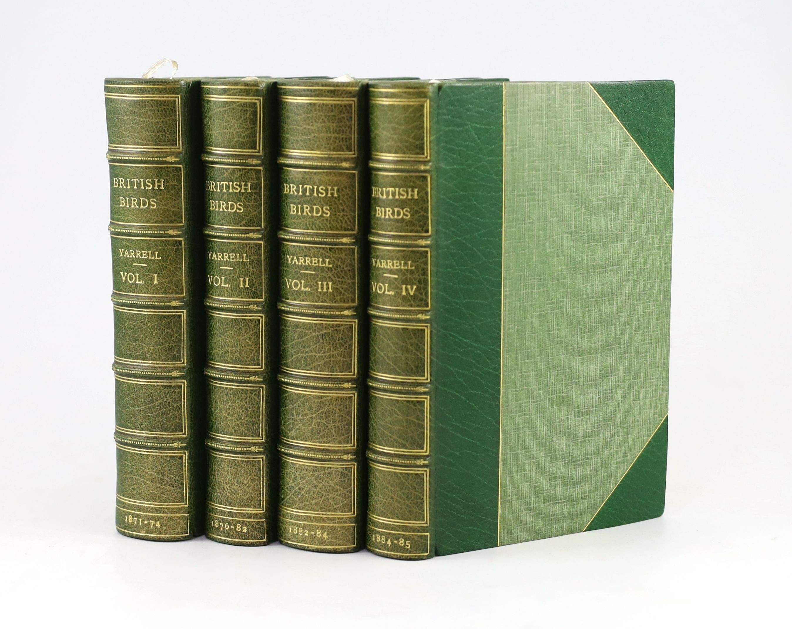 Yarrell, William - A History of British Birds, 4th edition, 4 vols, 8vo, half green morocco gilt, with 564 wood-engravings, John van Voorst, London, 1871-85